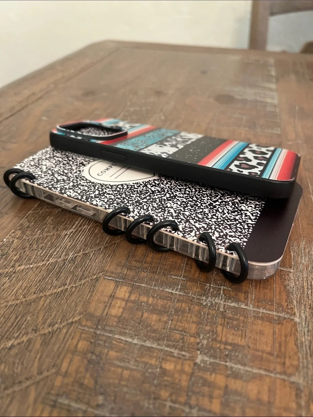 iPhone 14 Pro Max 2 Striped Turquoise & Coral Leopard Print Phone Case -